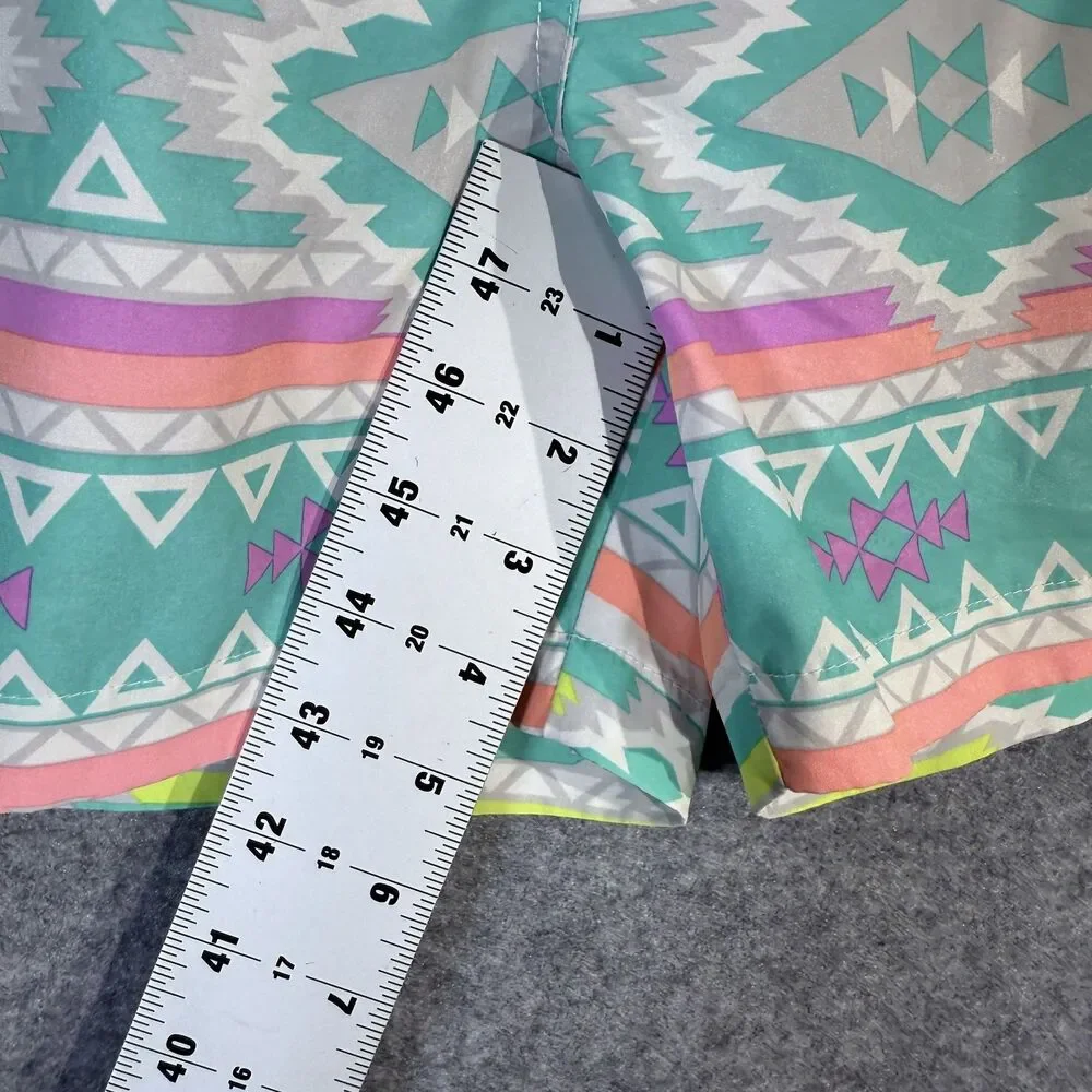 chubbie's Men's Aztec Neon Print Lined Swim‎ Trunks Size M